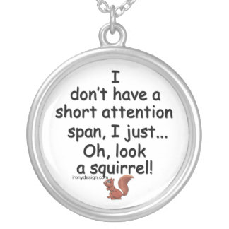 Attention Span Squirrel Silver Plated Necklace