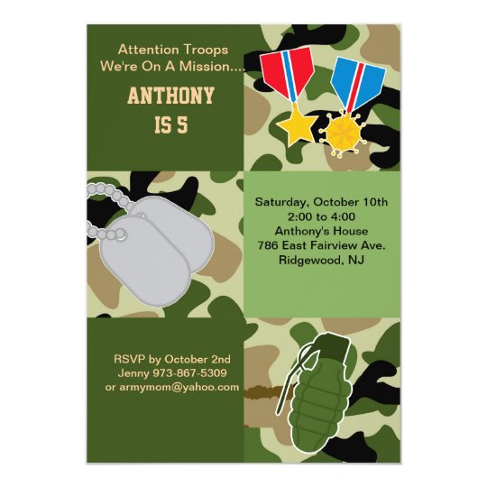 Attention Troops Army Birthday Invitation