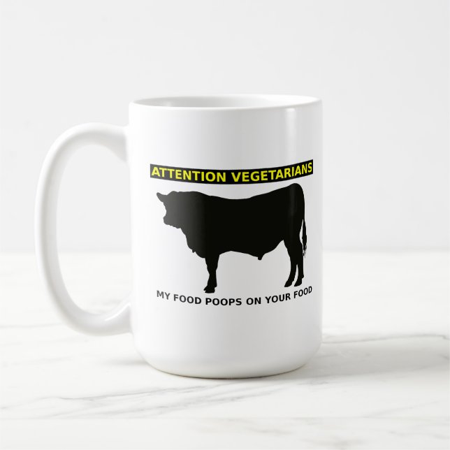 Attention Vegetarians Funny Meat Lovers Mug (Left)