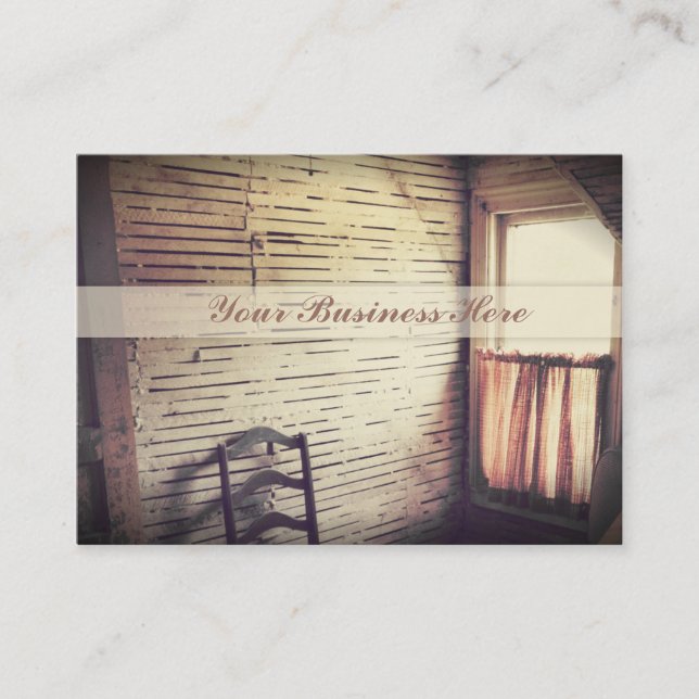 Attic Antique Inspired Chic Sunlit Window Chair Business Card (Front)