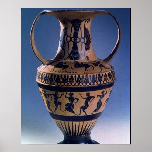 Attic black figure amphora depicting dancers c53 poster