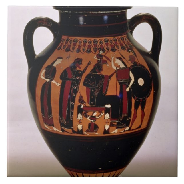 Attic black-figure amphora depicting the Birth of Ceramic Tile (Front)