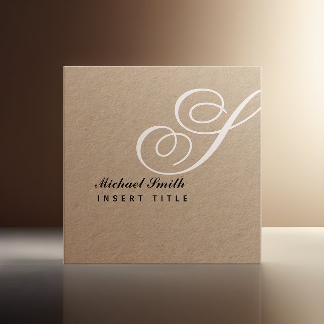 Attic Elegant Personalized Monogram Professional Square Business Card (Creator Uploaded)