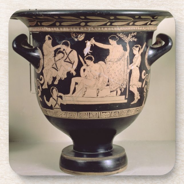 Attic red-figure krater depicting Orestes as suppl Beverage Coaster (Front)