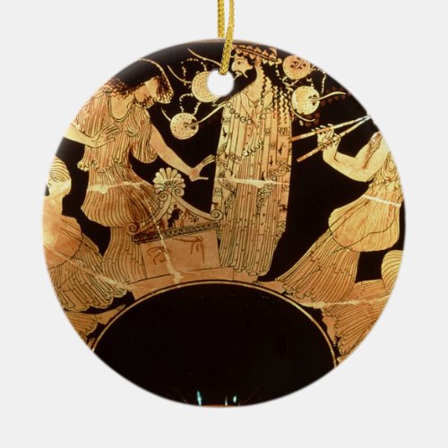 Attic red figure kylix depicting Dionysus and the Ceramic Ornament