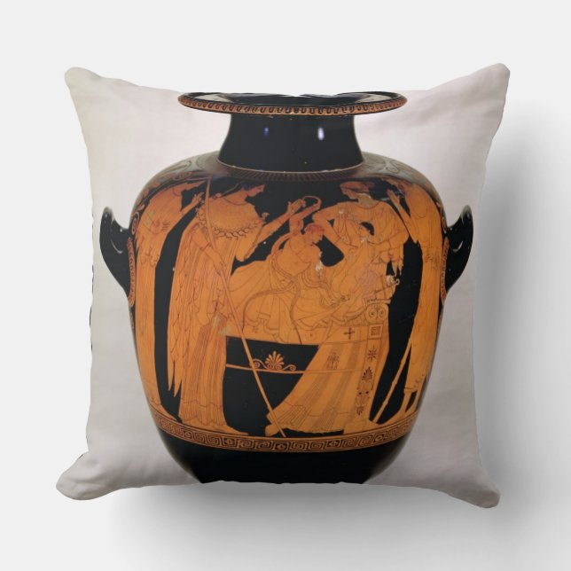 Attic red-figure stamnos depicting the Infant Hera Throw Pillow (Front)