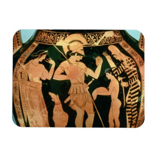 Attic Red figure vase depicting a soldier taking p Magnet