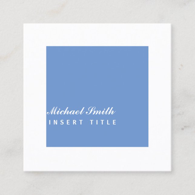 Attic Stylish Cornflower Blue Personalized Square Business Card (Front)