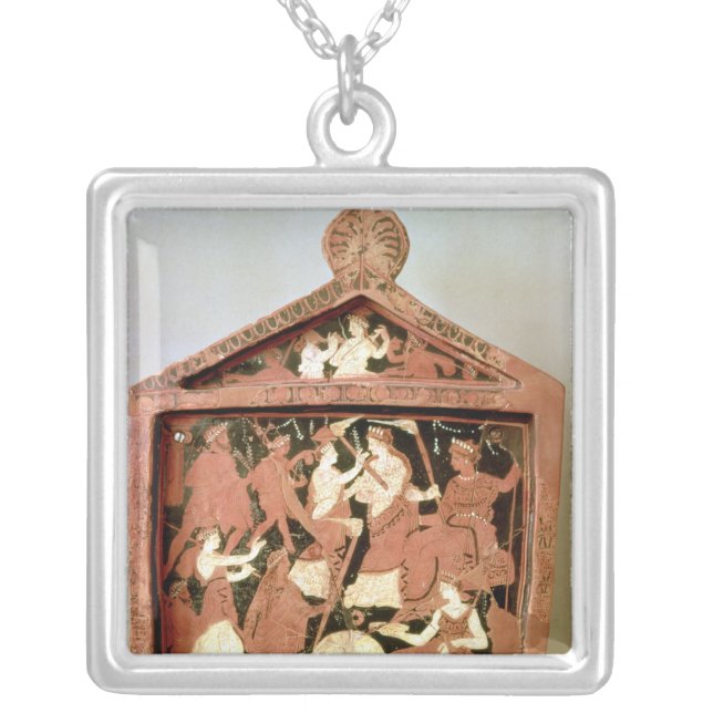 Attic votive tablet silver plated necklace (Front)