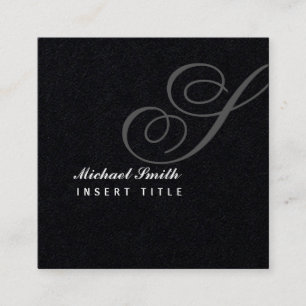 Attic Watermark Black Personalized Monogram Square Business Card