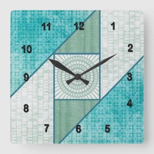 Attic Window Mint Green & Turquoise Square Wall Clock