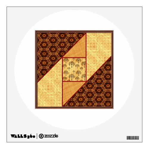 Attic Window Quilt Block in Rust  Gold Wall Sticker