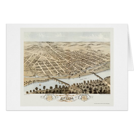 Attica, IN Panoramic Map - 1869 Cards (Front Horizontal)