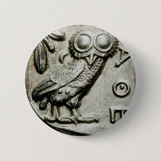 Attica Tetradrachm Owlthena Pinback Button (Front)