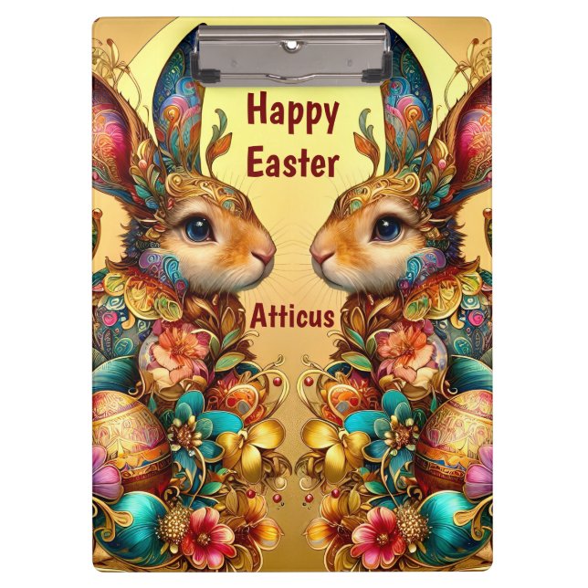 ATTICUS ~ HAPPY EASTER ~ EASTER BUNNIES ~  CLIPBOARD (Front)