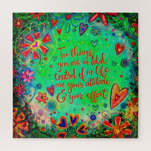 Attitude and Effort Fun Floral Inspirational Jigsaw Puzzle
