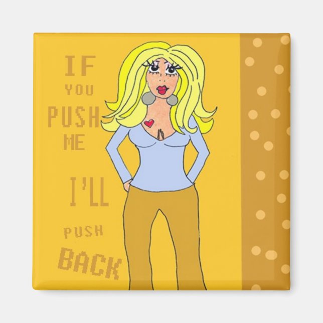 Attitude cartoon girl magnet (Front)