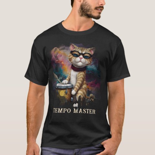  Attitude Cool Cat DRUMMER AP91 Percussionist  T_Shirt