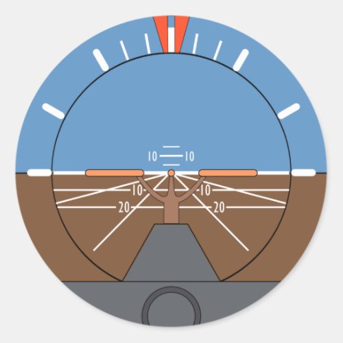 Attitude Indicator Aircraft Flight Instrument Classic Round Sticker