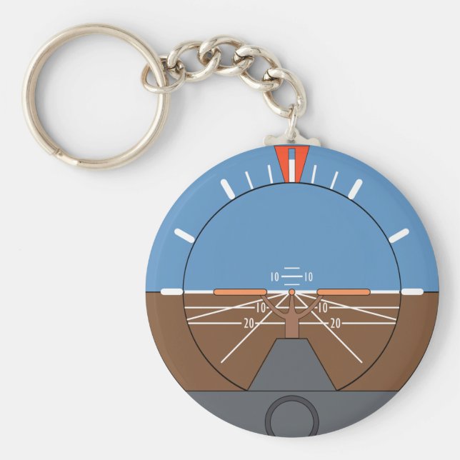 Attitude Indicator Aircraft Flight Instrument Keychain (Front)