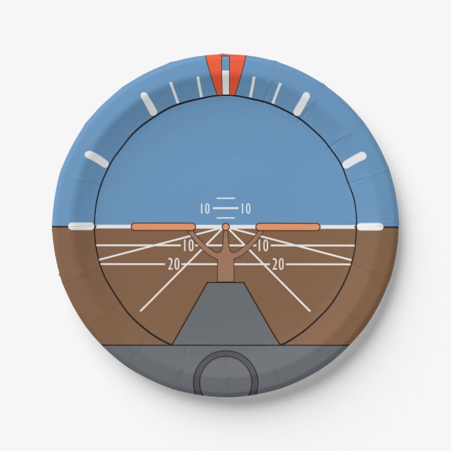 Attitude Indicator Aircraft Flight Instrument Paper Plates (Front)