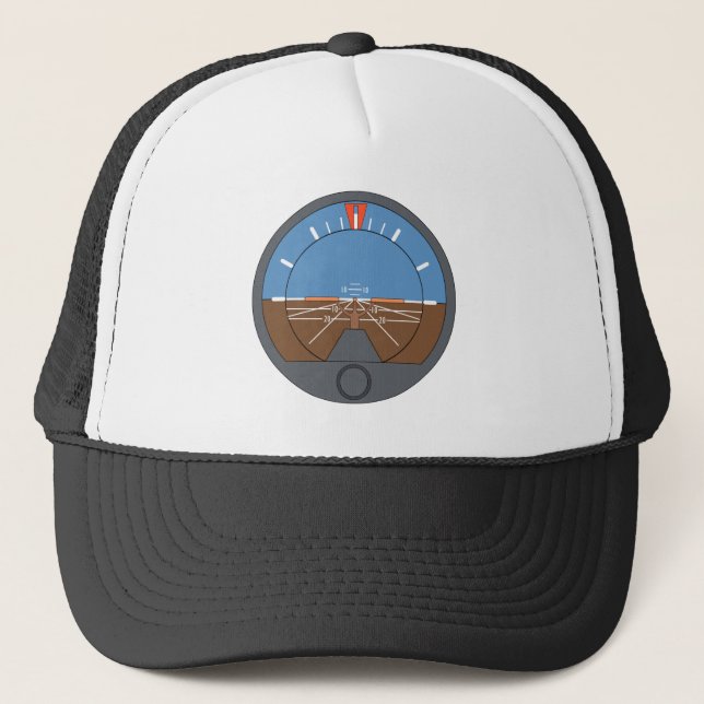 Attitude Indicator Aircraft Flight Instrument Trucker Hat (Front)