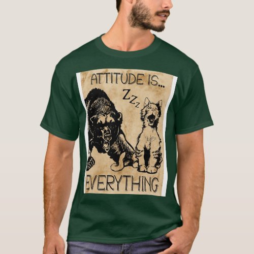 Attitude is Everything funny cat bear vintage T_Shirt