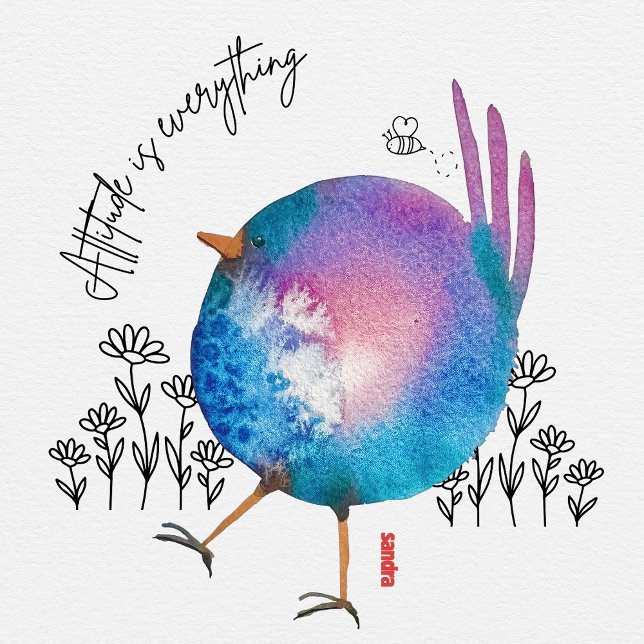 ATTITUDE IS EVERYTHING   watercolor bird art cards (Creator Uploaded)