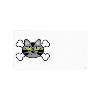 attitude kitty cat and crossbones label