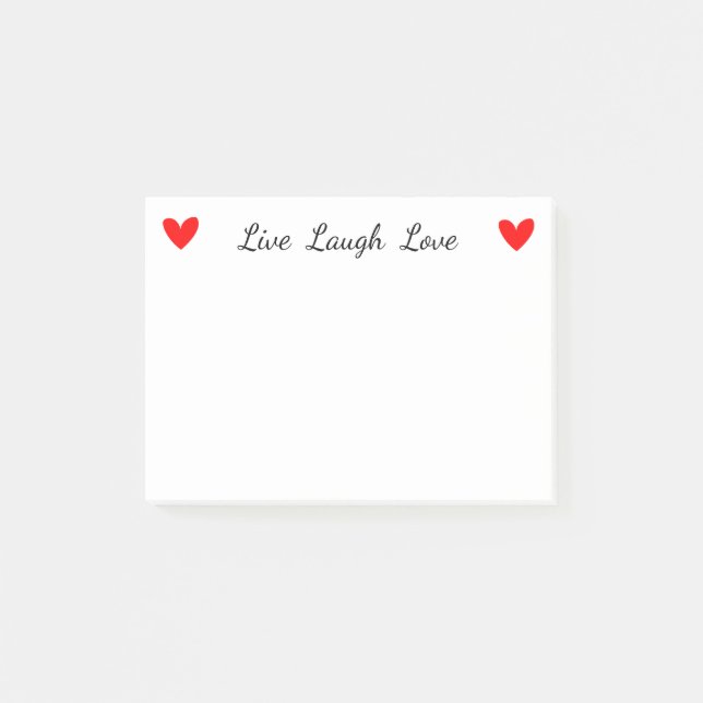 Attitude Live Laugh Love Red Heart Motivational Post-it Notes (Front)