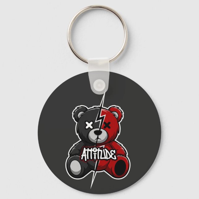 Attitude Split Bear | Lightning X-Eyes Teddy Graph Keychain (Front)