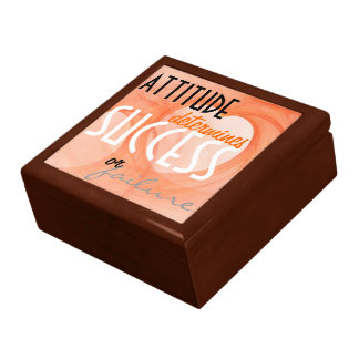 Attitude...Success Orange Heart Background Keepsake Box