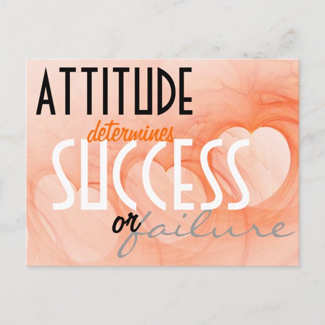 Attitude...Success Orange Heart Background Postcard (Front)