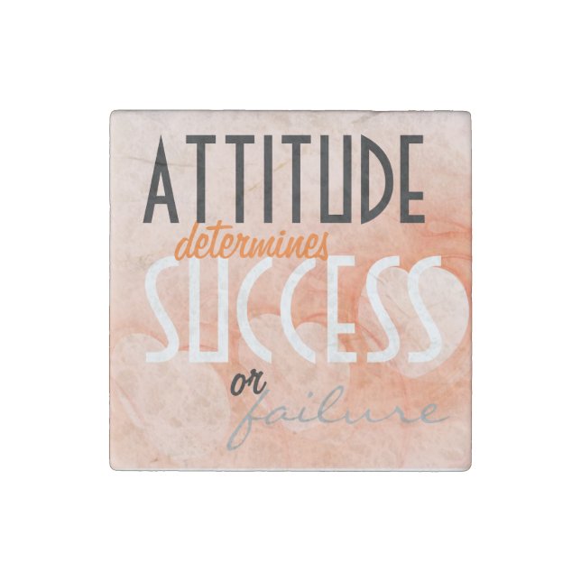 Attitude...Success Orange Heart Background Stone Magnet (Front)