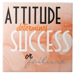 Attitude...Success Quote Orange Heart Abstract Tile