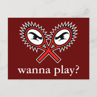 Attitude tennis postcard - Wanna play?
