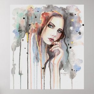 Abstract Watercolor Portrait Art Wall Decor Zazzle