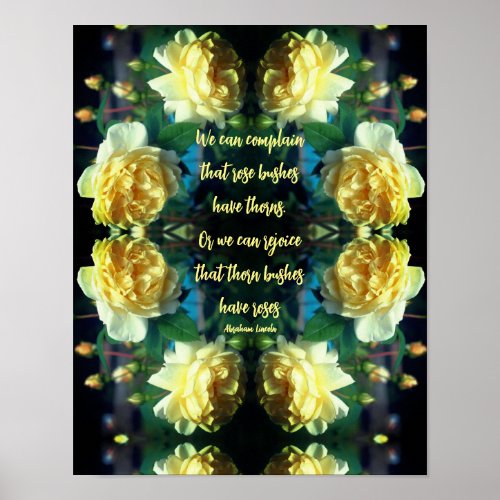 Attitude Yellow Roses Abstract Inspirational Poster