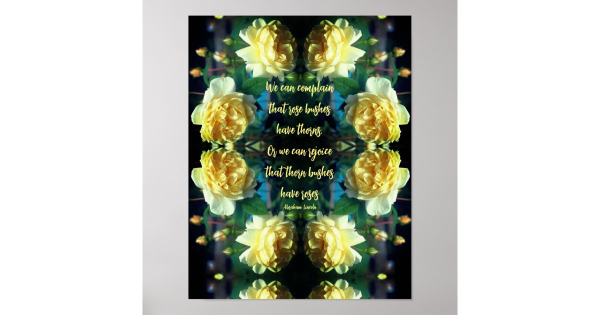 Attitude Yellow Roses Abstract Inspirational Poster | Zazzle