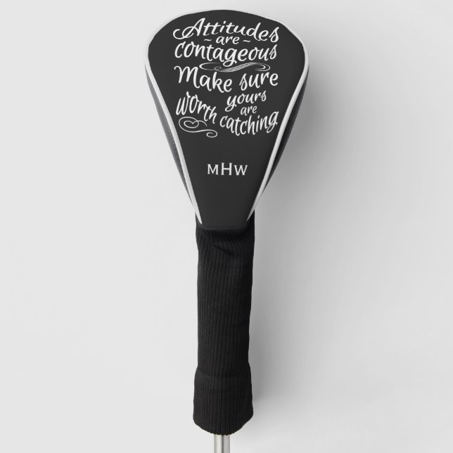 ATTITUDES custom monogram motivational drivercover Golf Head Cover (Front)