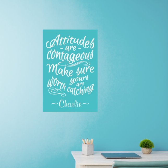 ATTITUDES custom name & color Wall Decal (Home Office)