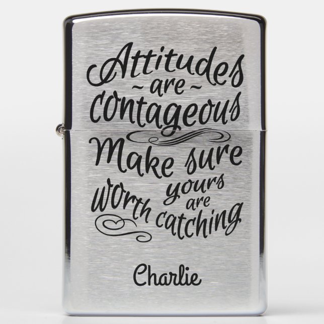 ATTITUDES custom name motivational lighter (Front)
