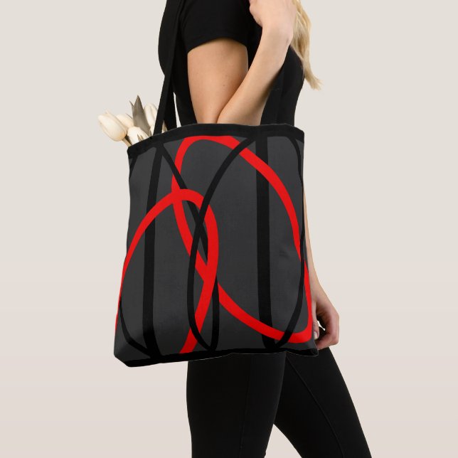 Attoni Dark Grey Red and Black Ellipticals  Tote Bag (Close Up)