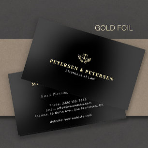 Attorney art law elegant professional black gold foil business cards