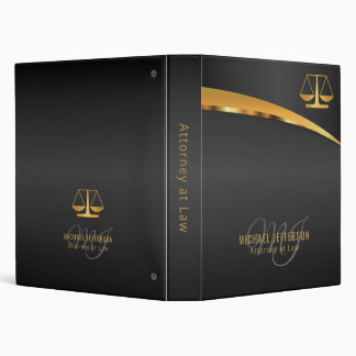 Attorney At Law - Black and Gold 3 Ring Binder