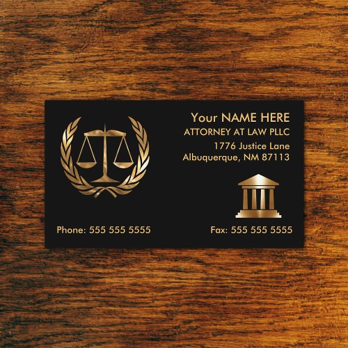 Attorney at Law Black and Gold Business Card