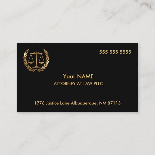 Attorney at Law Black and Gold Business Card