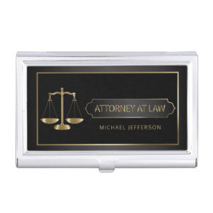 Attorney at Law - Black and Gold Business Card Case