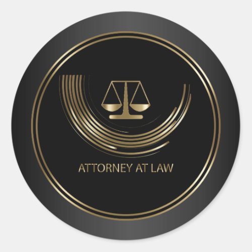 Attorney at Law _ Black and Gold Classic Round Sticker