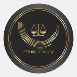 Attorney at Law - Black and Gold Classic Round Sticker